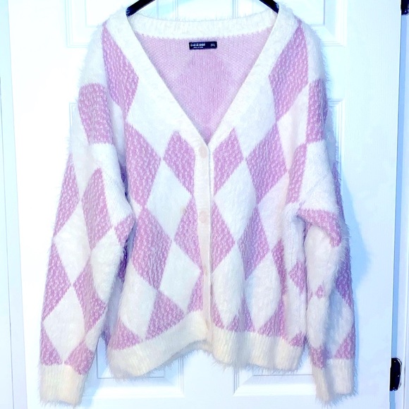 SHEIN Sweaters - 3 for 30! 2XL plus size women’s cozy and warm knit cardigan in pink and white